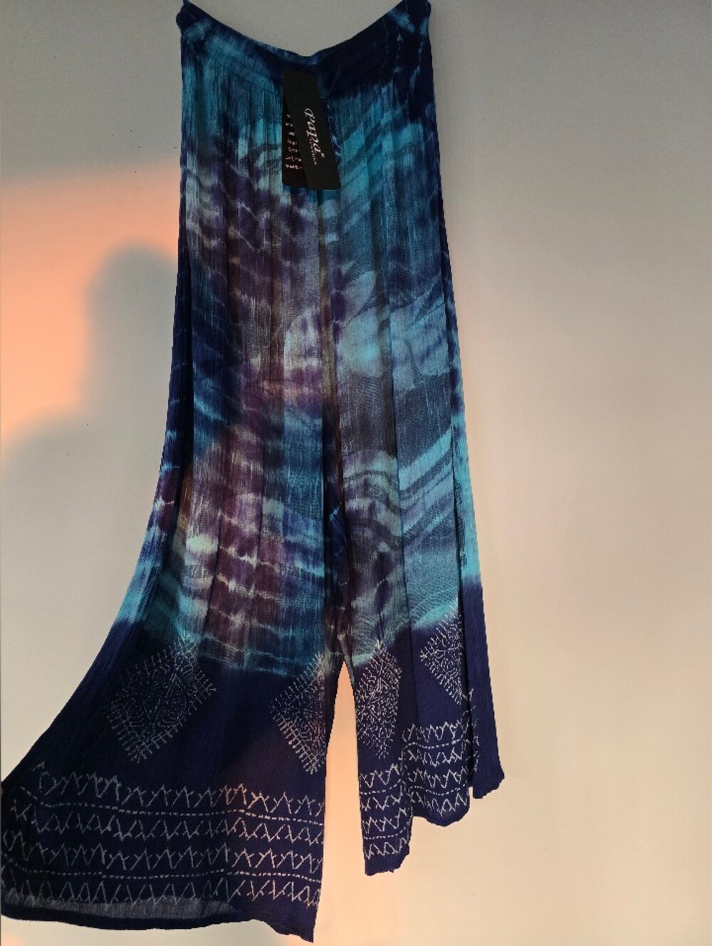 NWT Tie-Dye Wide Leg Pants Palazzo Style Women's Boho Beach Vacation - Picture 2 of 7